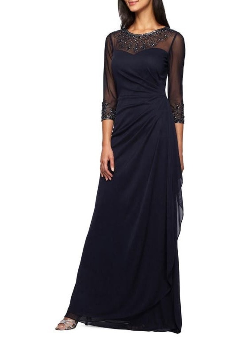 Alex Evenings Embellished Chiffon Evening Gown
