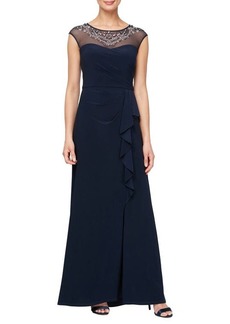 Alex Evenings Embellished Illusion Neck Evening Gown