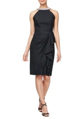 Alex Evenings Embellished Neck Sheath Dress