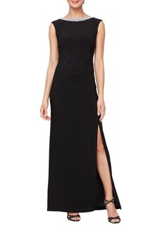 Alex Evenings Embellished Neck Sleeveless Jersey Gown