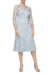 Alex Evenings Embroidered Fit & Flare Cocktail Dress