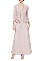 Alex Evenings Embroidered Lace Mock Two-Piece Gown with Jacket