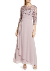 Alex Evenings Embroidered Sequin A-Line Gown in Orchid at Nordstrom