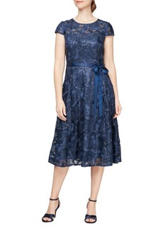 Alex Evenings Embroidered Tulle Cocktail Dress