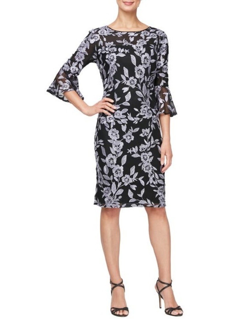 Alex Evenings Floral Embroidered Cocktail Dress
