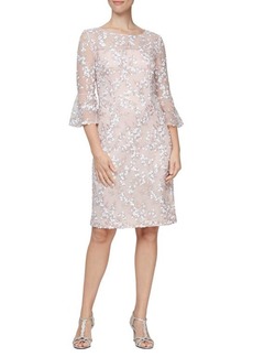 Alex Evenings Floral Embroidered Sheath Dress in Shell Pink at Nordstrom