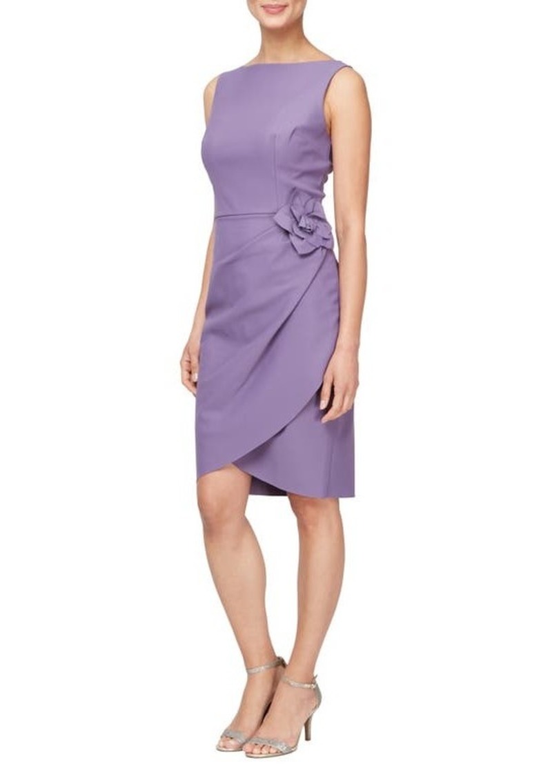 Alex Evenings Floral Ruched Sheath Cocktail Dress