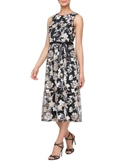 Alex Evenings Floral Sequin Embroidered Sleeveless Cocktail Dress