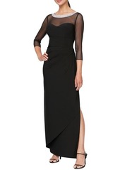 Alex Evenings Illusion Embellished Detail Jersey Gown
