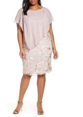Alex Evenings Overlay Embroidered Shift Dress (Plus Size)