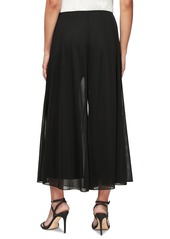 Alex Evenings Petite Chiffon Wide-Leg Cropped Pants - Black