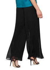 Alex Evenings Petite Pleated Wide-Leg Chiffon Pants - Black