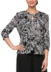 Alex Evenings Petite Printed Shell & 3/4-Sleeve Jacket Set - Black/Taupe