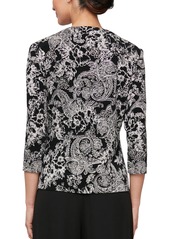 Alex Evenings Petite Printed Shell & 3/4-Sleeve Jacket Set - Black/Taupe