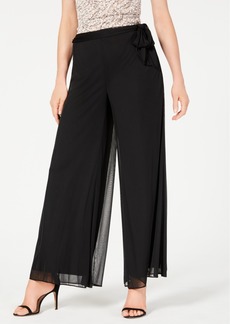 Alex Evenings Petite Sash-Belt Wide-Leg Pants - Black