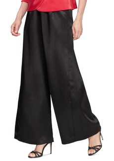 Alex Evenings Petite Satin Pull-On Wide-Leg Pants - Black