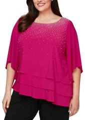 Alex Evenings Plus Size Embellished Tiered Top
