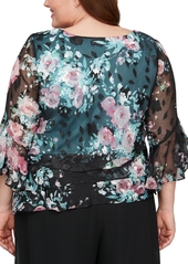 Alex Evenings Plus Size Floral-Print Blouse - Multi