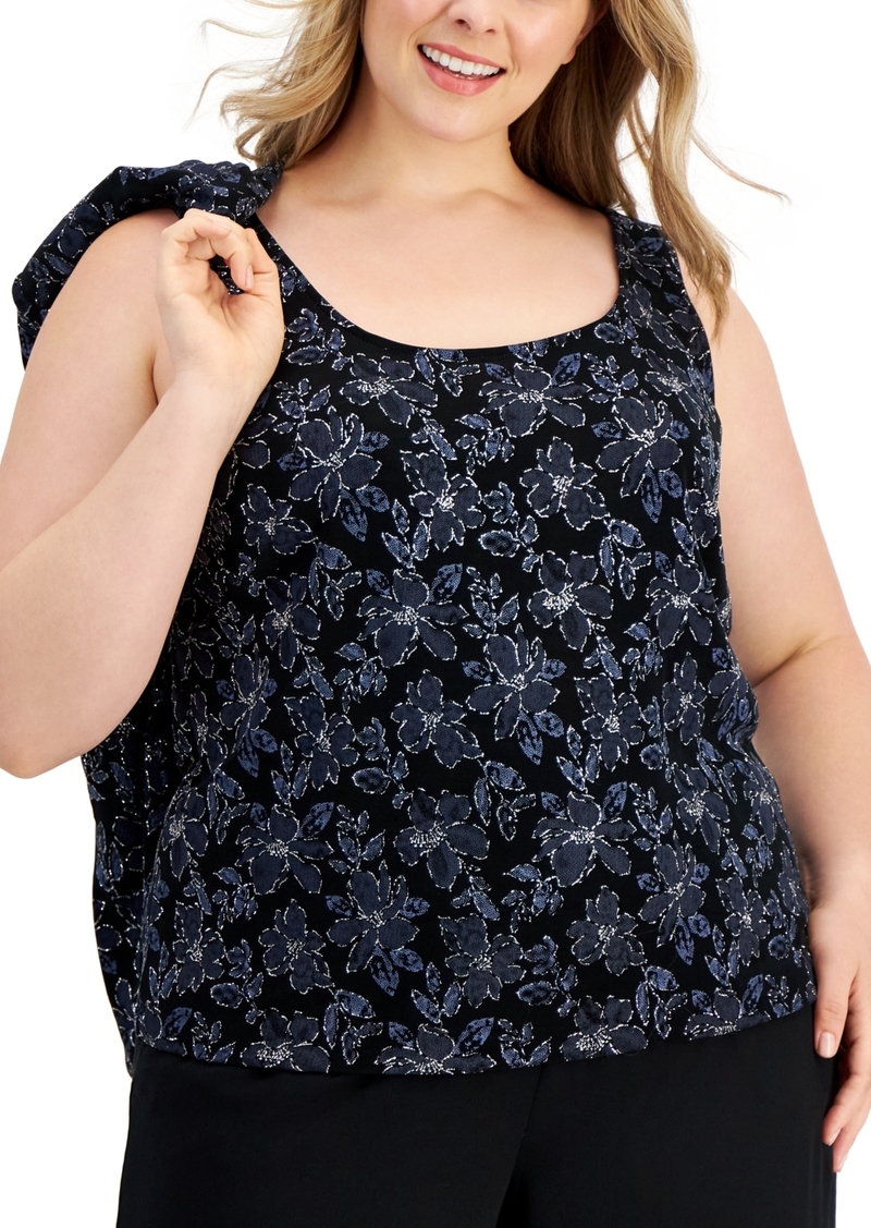 Alex Evenings Plus Size Glitter 3/4-Sleeve Jacket & Top - Black/ Navy