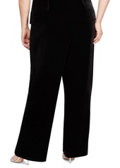 Alex Evenings Plus Size High-Rise Pull-On Velvet Pants - Black