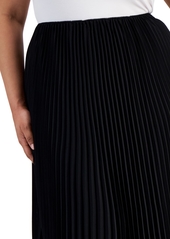 Alex Evenings Plus Size Pleated Pull-On Maxi Skirt - Black