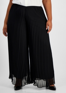 Alex Evenings Plus Size Pleated Wide-Leg Pants - Black