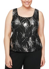 Alex Evenings Plus Size Sequined Twinset - Black Silver