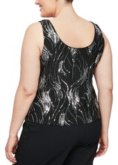 Alex Evenings Plus Size Sequined Twinset - Black Silver