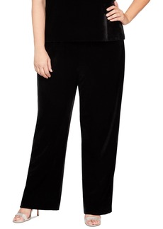 Alex Evenings Plus Size High-Rise Pull-On Velvet Pants - Black