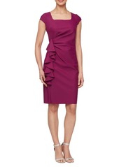 Alex Evenings Ruffle Detail Cocktail Sheath Dress