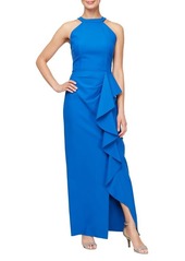 Alex Evenings Ruffle Trim Column Gown