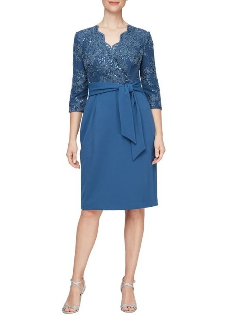 Alex Evenings Sequin Embroidery Cocktail Sheath Dress