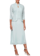 Alex Evenings Sparkle Mock Two-Piece Midi Cocktail Dress with Jacket in Mint at Nordstrom