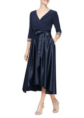 Alex Evenings Surplice Neck Tea Length Dress