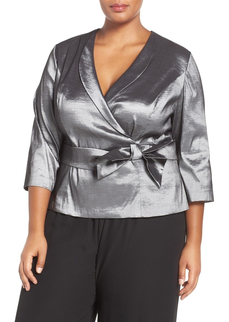 Alex Evenings Alex Evenings Three Quarter Sleeve Taffeta Wrap Blouse