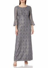 Alex Evenings Women's All Over Lace Gown with Bell Sleeves Dress