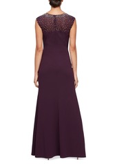 Alex Evenings Women's Embellished Ruffled Gown - Aubergine