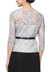 Alex Evenings Women's Embroidered Blouse - Dove