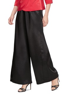 Alex Evenings Women's High Rise Wide-Leg Satin Pants - Black