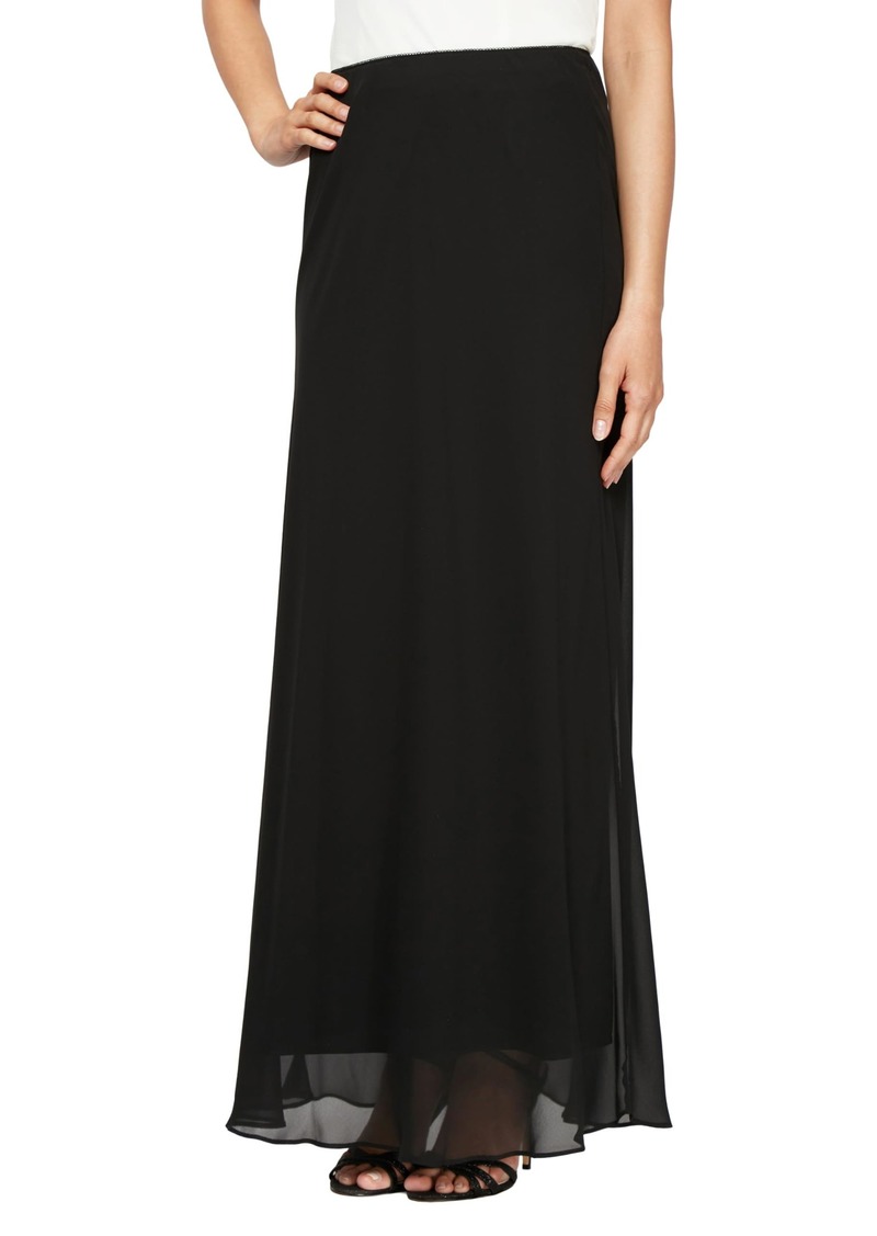 Alex Evenings Women's Line Dress Skirt (Petite Regular Plus Sizes) Black Chiffon a SP