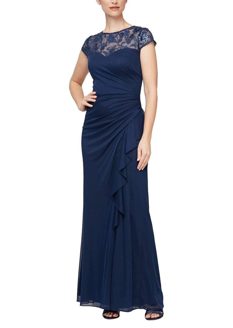 Alex Evenings Women's Long Length A-line Sweetheart Neck Gown Sleeves Mother of The Bride Dress