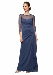 Alex Evenings Women's Long A-Line Sweetheart Neck Dress (Petite and Regular Sizes) embellished Wedgewood