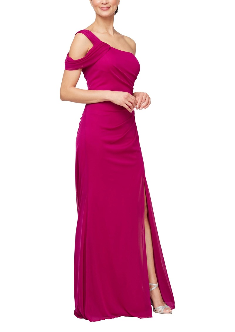 Alex Evenings Women's Long Cold Shoulder Dress Wedding Guest Prom Formal Event (Petite and Regular Sizes)