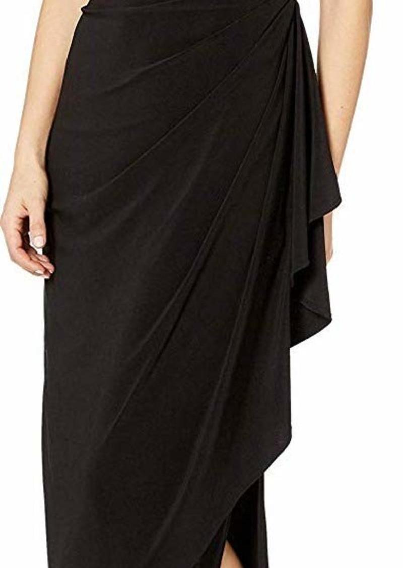 Alex Evenings Women's Long Column Dress with Sweetheart Illusion Neckline