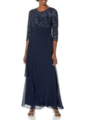 Alex Evenings Women's Long Lace Top Empire Waist Dress