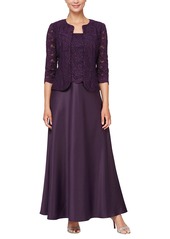 Alex Evenings Women's Two Piece Mother of The Bride Dress with Lace Jacket (Petite and Regular Sizes)