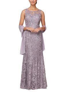 Alex Evenings Women's Long Sleeveless Mother of The Bride Dress with Shawl (Petite and Regular Sizes)  10P