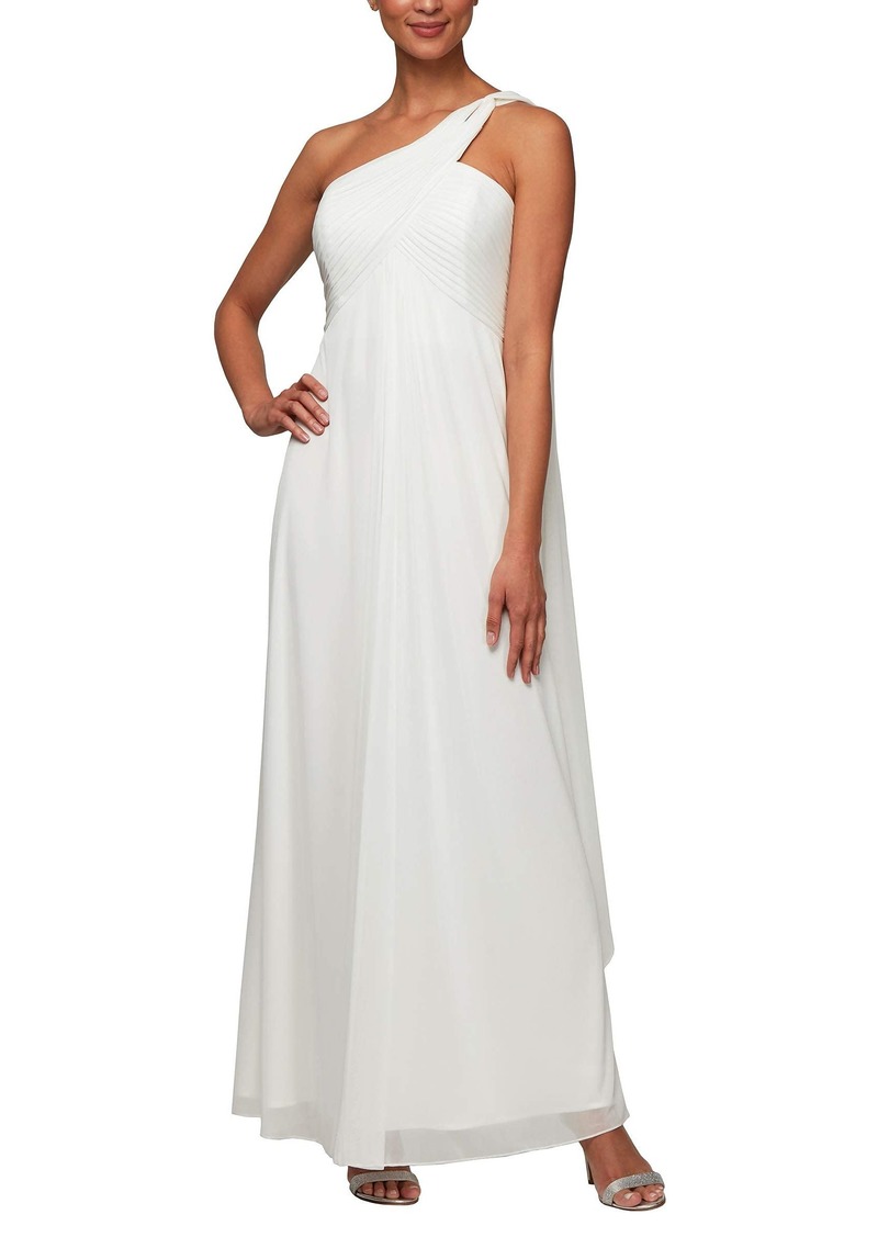 Alex Evenings Women's One Shoulder Long Dress (Petite and Regular)