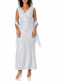 Alex Evenings Women's Petite Long Sleeveless V-Neckline Dress  10P