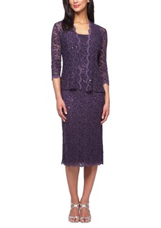 Alex Evenings Women's Petite Two-Piece Set with Dress and Jacket (Regular Sizes)  8P